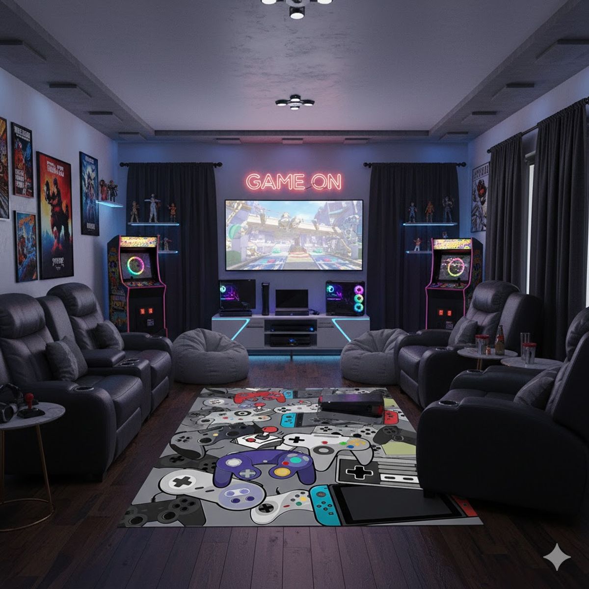 GENERICO - ALFOMBRA DE NIÑ0  GRIS DISEÑO GAMER DECORATIVO 120X180 INFANTIL WYM