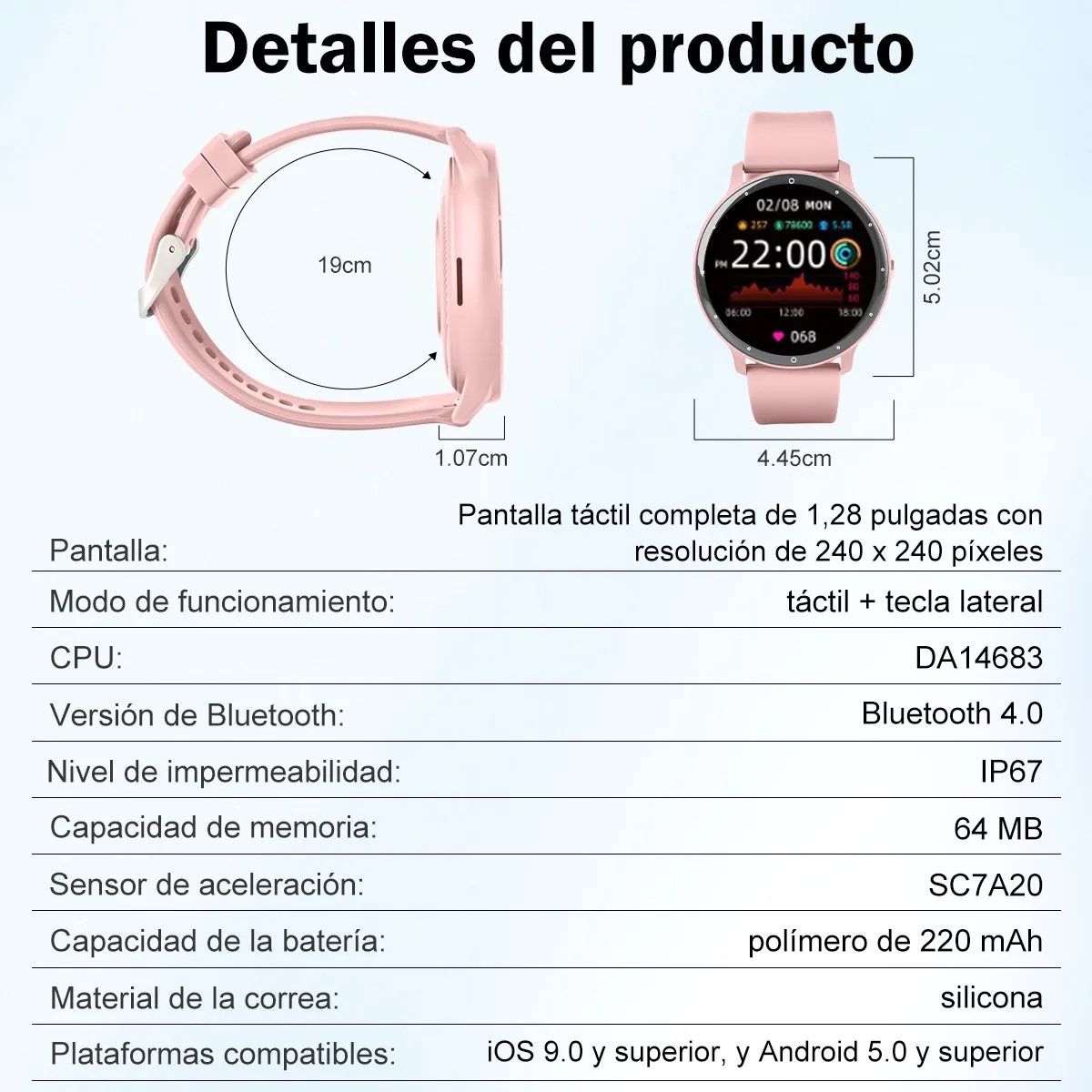 GENERICO - Smartwatch Bluetooth Zl02d Correa Deportiva Silicona Ip67