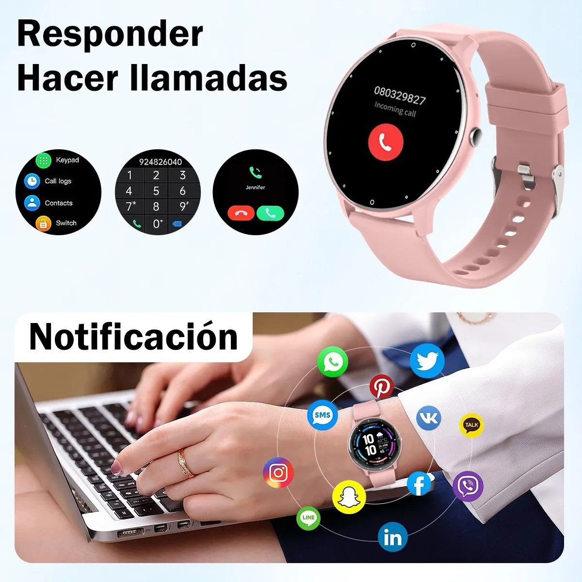 GENERICO - Smartwatch Bluetooth Zl02d Correa Deportiva Silicona Ip67