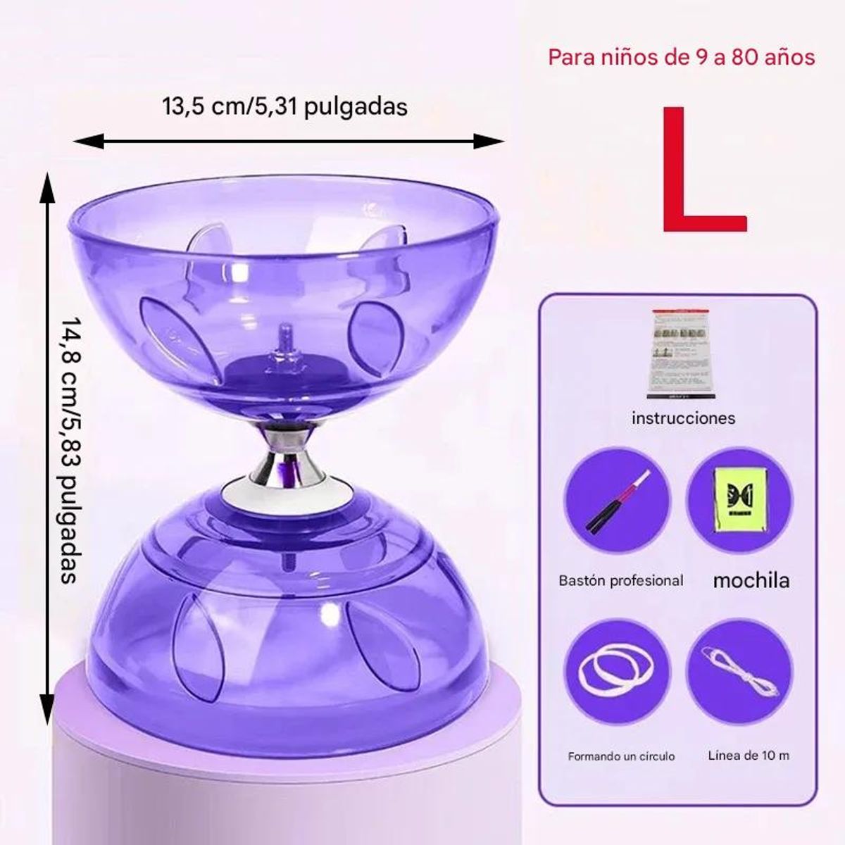 GENERICO - Diabolo Goma Azul Yoyo Chino Profesional Juguete Doble Eje Campamento Aventura Aire Libre