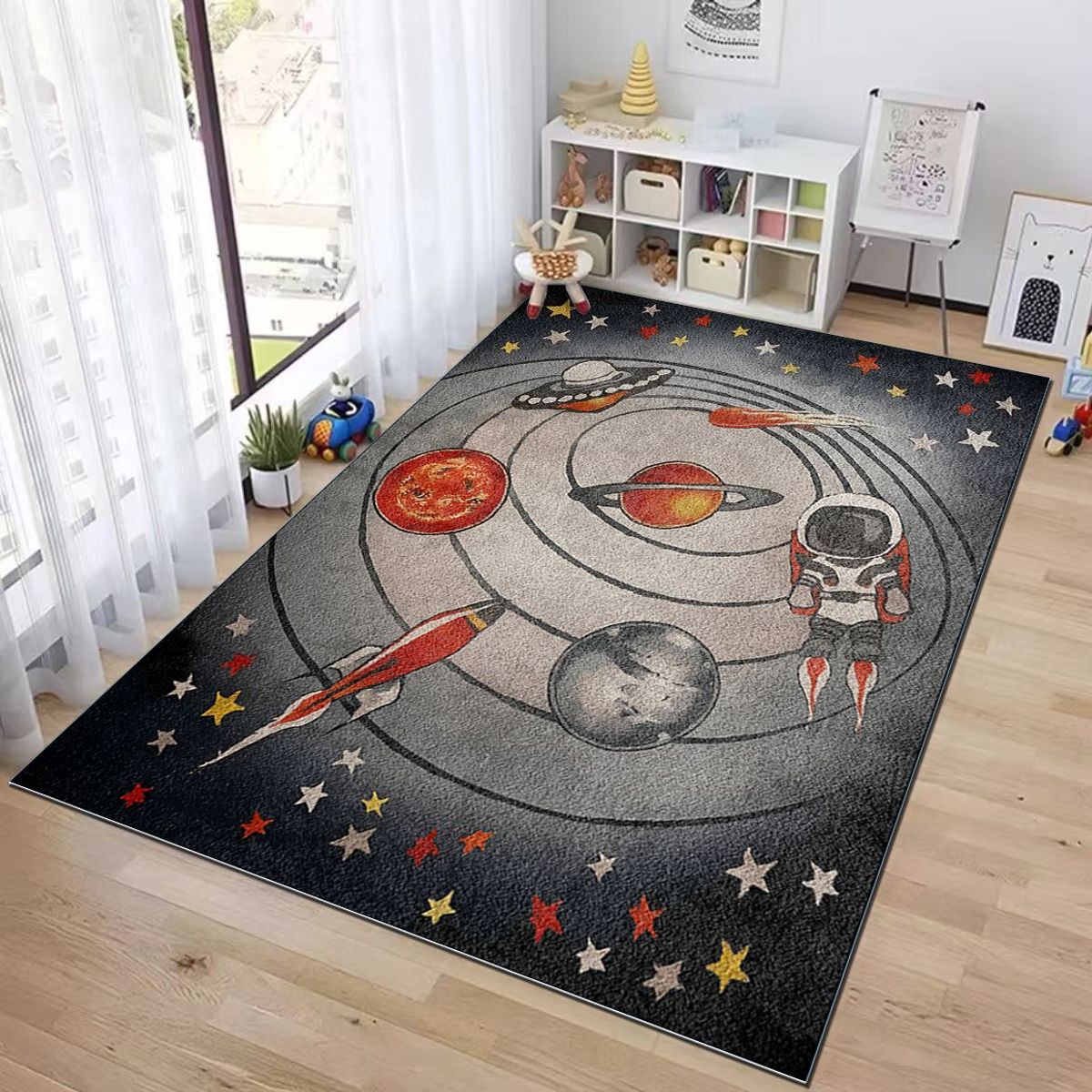 GENERICO - ALFOMBRA DE NIÑO DISEÑO GRIS ESPACIAL 120X180 WYM.