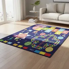 GENERICO - ALFOMBRA DE NIÑO DISEÑO AZUL MULTICOLOR DIVERTIDO 120X160 WYM