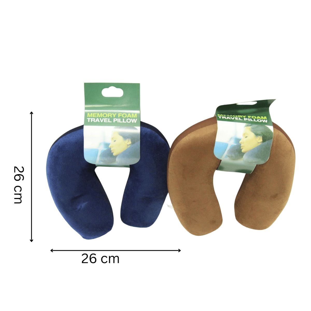 HOMESTAR - Almohada de Viaje Cuello Memory Foam 26x26 cm - Marrón