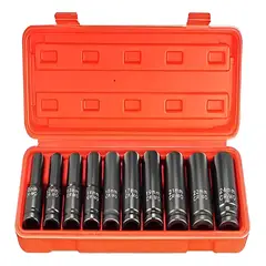 GENERICO - Juego Set Dados De Impacto 12 10 Piezas De 10 A 24 Mm Negro