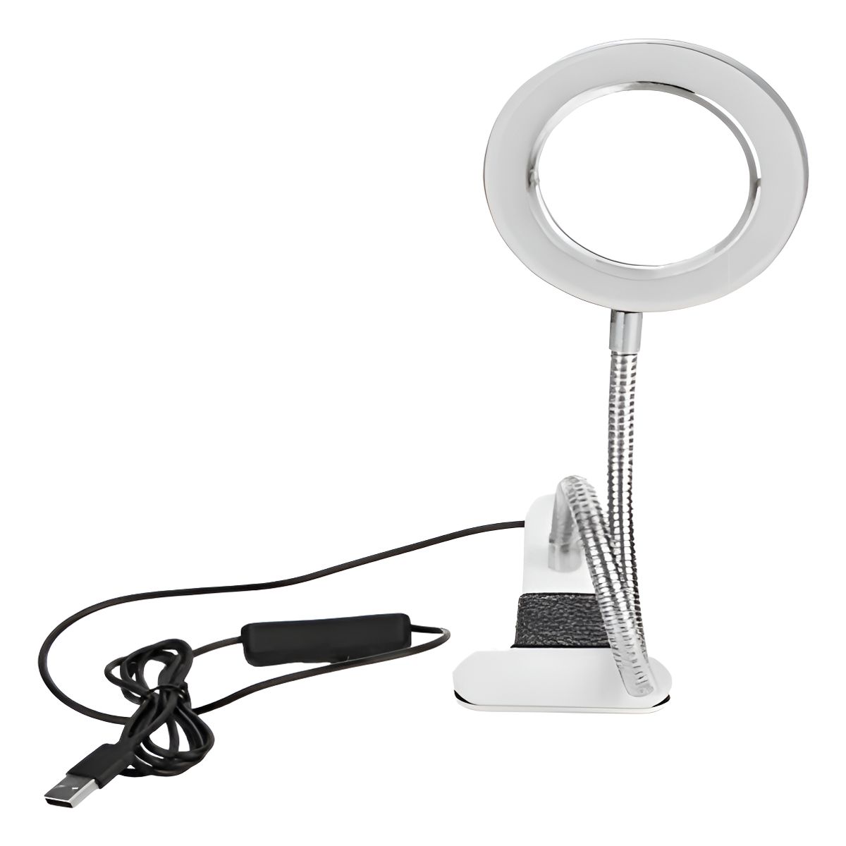 GENERICO - Lampara Led Cuello Flexible Gancho Para Mesa Blanco Plateado