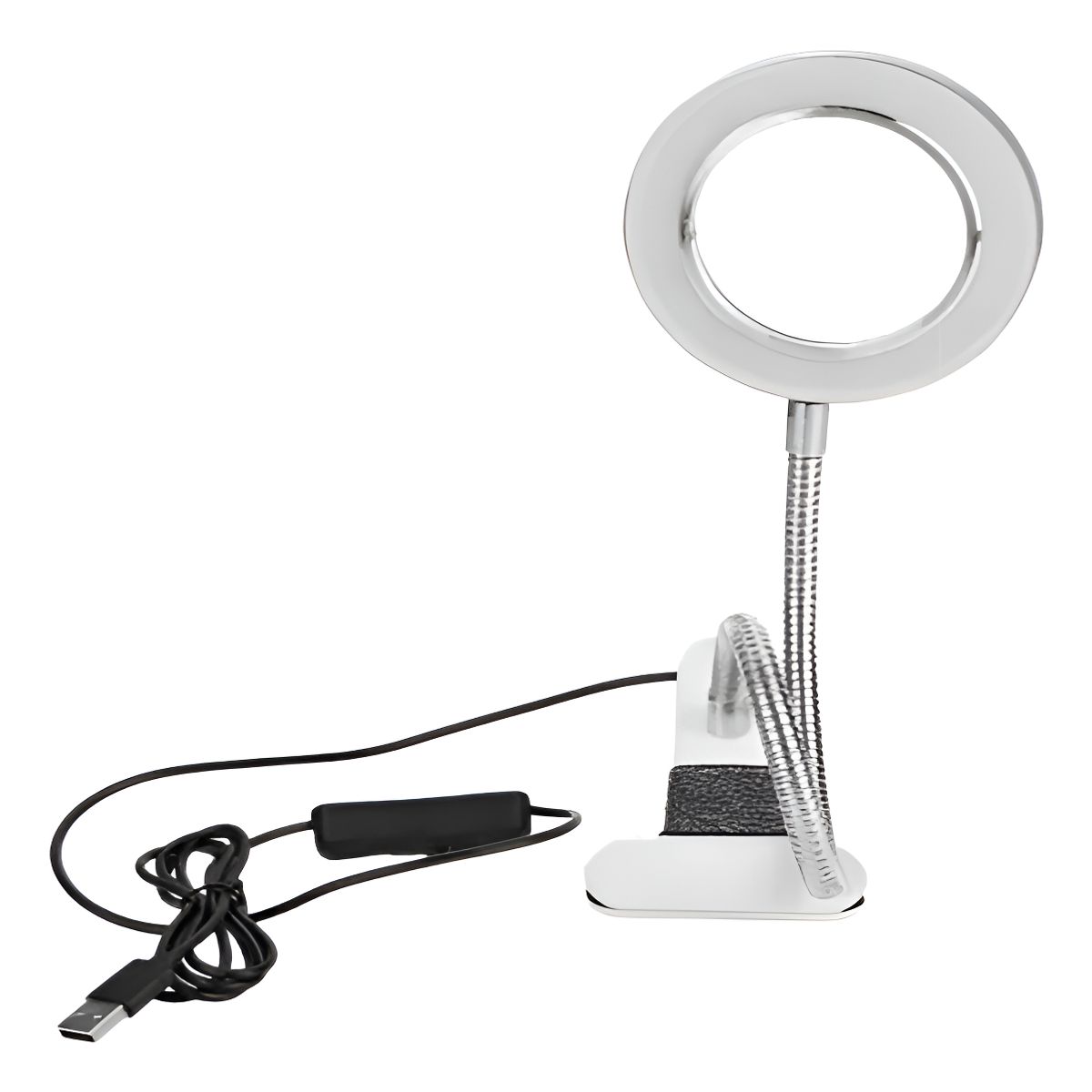 GENERICO - Lampara Led Cuello Flexible Gancho Para Mesa Blanco Plateado