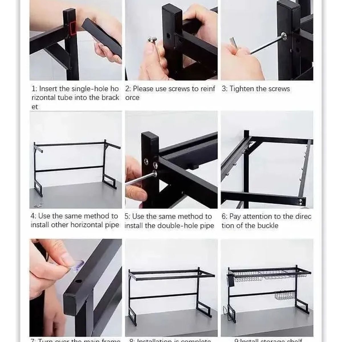 GENERICO - Escurridor De Platos Organizdor De Fregadero Rack De Cocina Negro