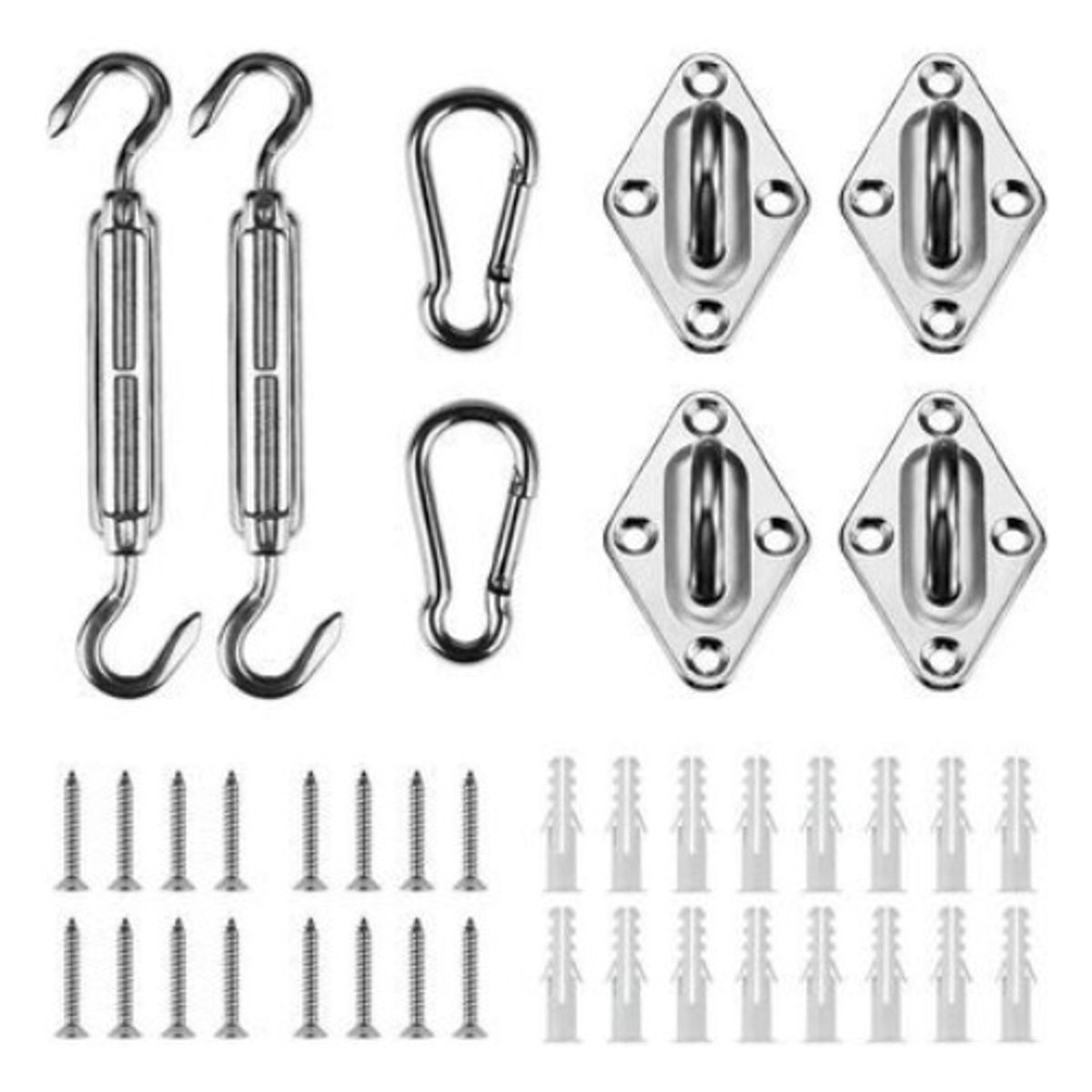 GENERICO - Kit Anclaje Herraje Toldo Vela 304 Acero Inoxidable Plateado Kit Anclaje