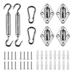GENERICO - Kit Anclaje Herraje Toldo Vela 304 Acero Inoxidable Plateado Kit Anclaje
