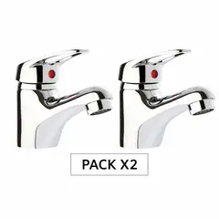 GENERICO - PACK X2 Grifería Monomando Llave Lavatorio Cromo Para Baño Premium
