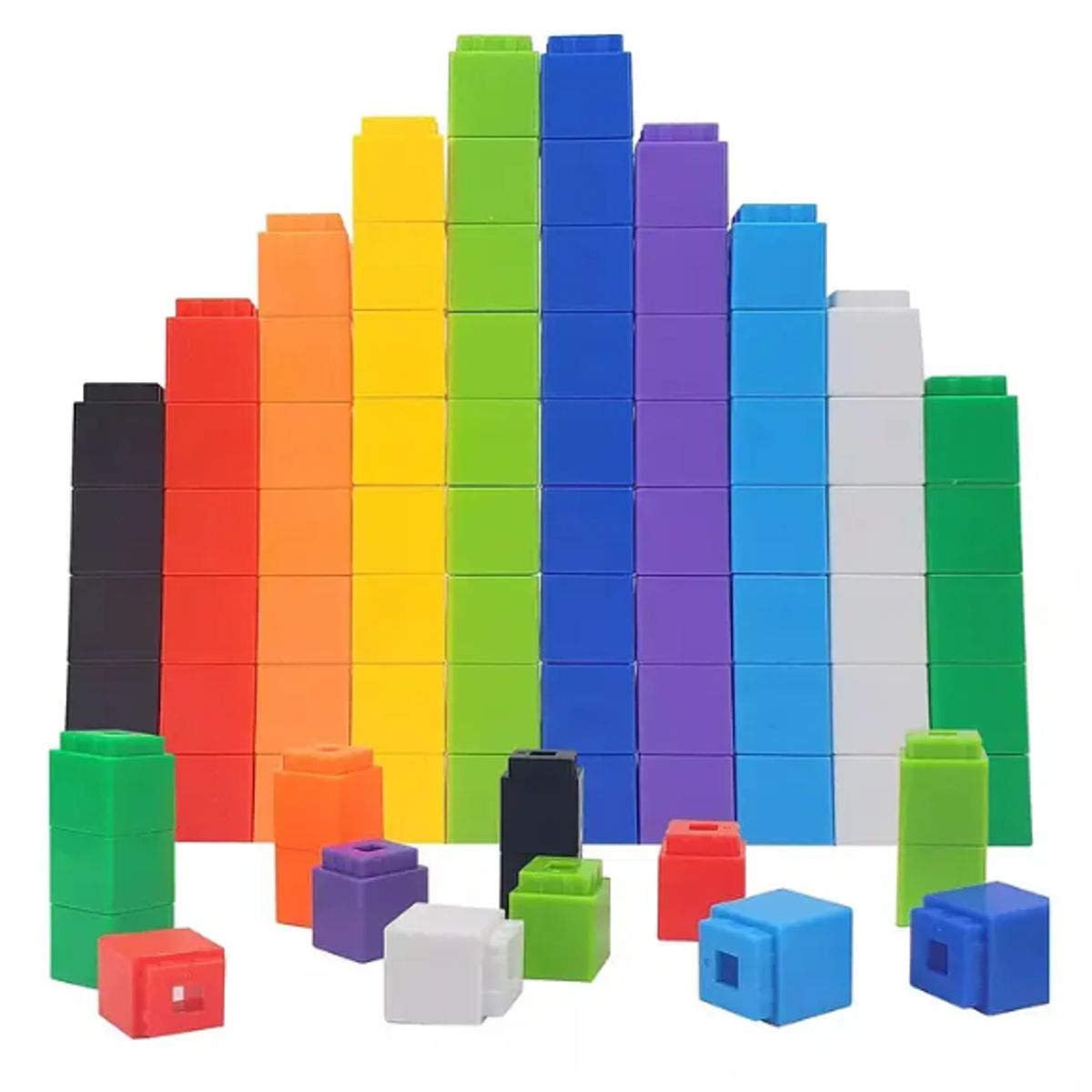 GENERICO - Cubos Matematicos Didacticos 100 Piezas 10 Colores Apilables