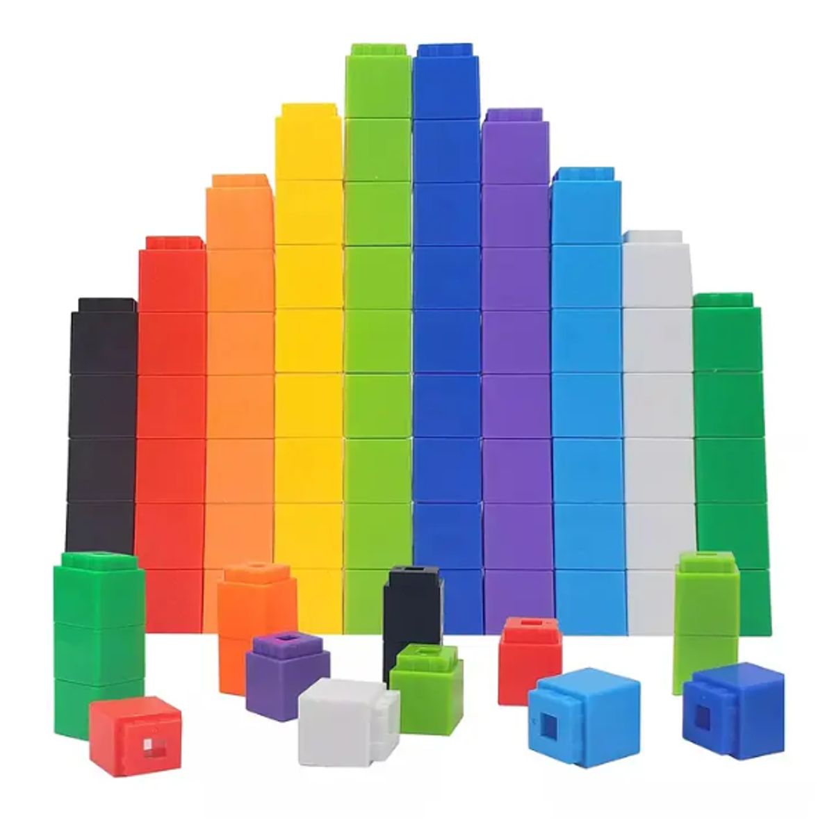 GENERICO - Cubos Matematicos Didacticos 100 Piezas 10 Colores Apilables