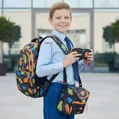 UTILISIMO - Mochila Bolso Escolar + Lonchera + Estuche 45Cm Niño Tela Oxford Skate