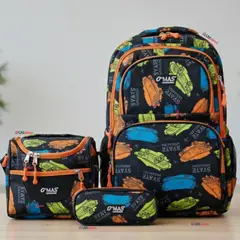 UTILISIMO - Mochila Bolso Escolar + Lonchera + Estuche 45Cm Niño Tela Oxford Skate