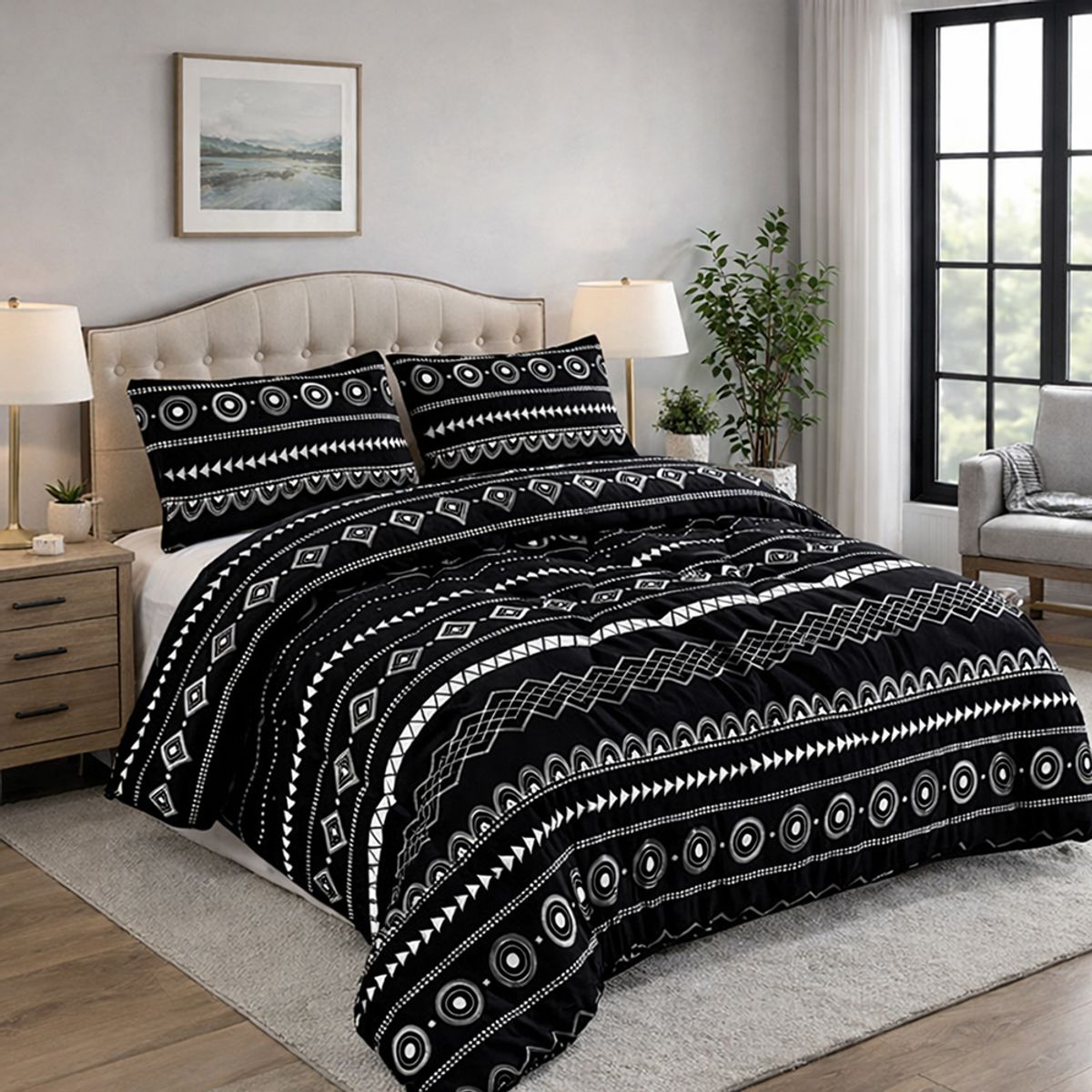 GENERICO - Cobertor de Invierno con Chiporro 2 Plazas Plush Negro con Figuras