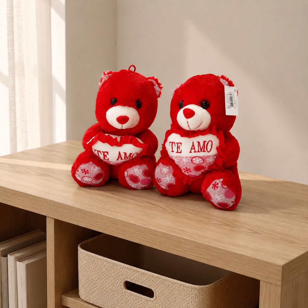 HOMESTAR - Set 2 osos de peluche rojos con corazón TE AMO