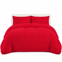 GENERICO - Cubrecama de Invierno 2 Plazas con Chiporro Plush Liso Rojo