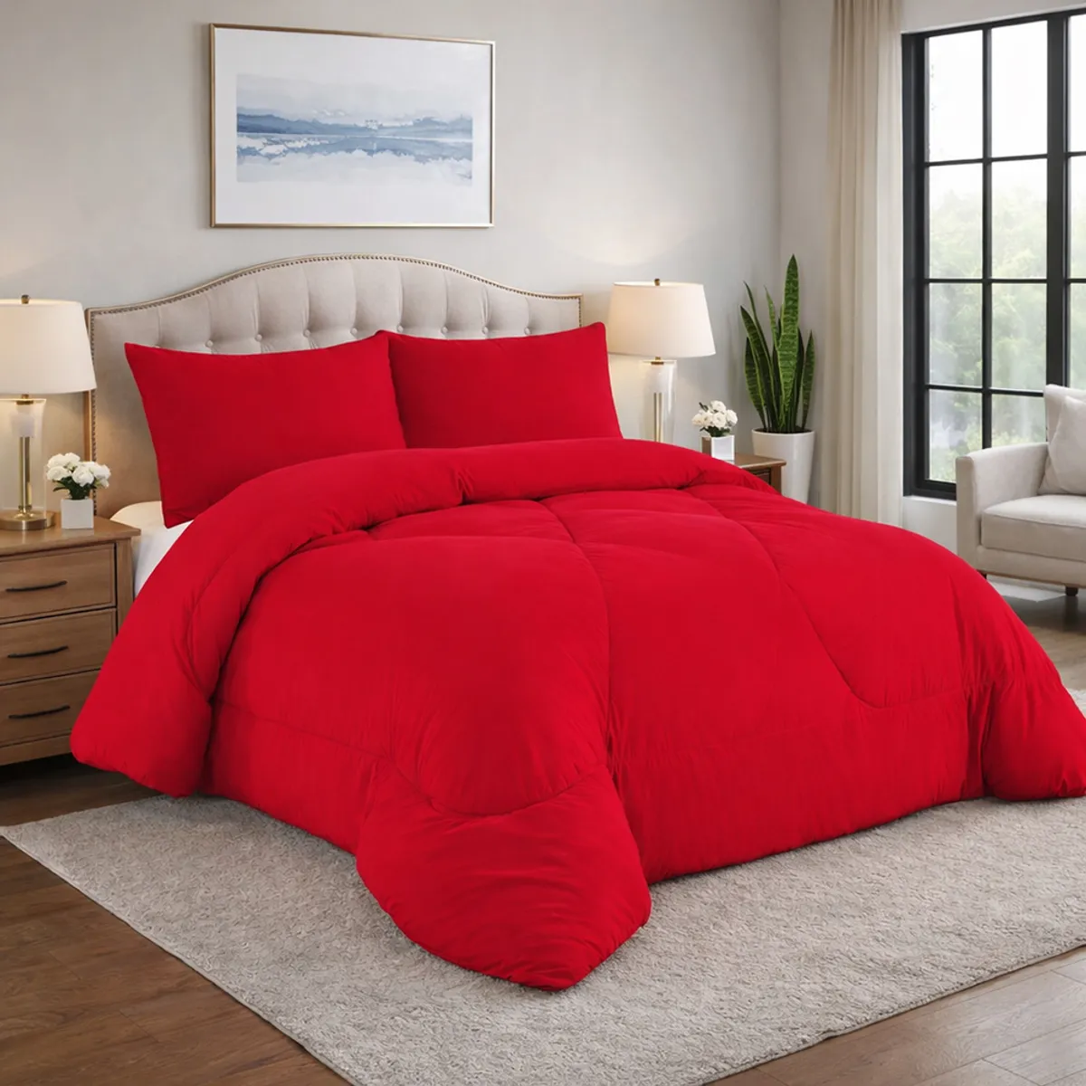 GENERICO - Cubrecama de Invierno 2 Plazas con Chiporro Plush Liso Rojo