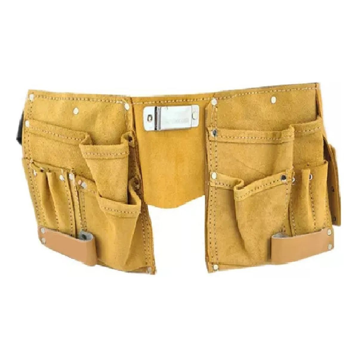 GENERICO - Cinturon Carpintero Portaherramienta Doble Cuero Color Mostaza