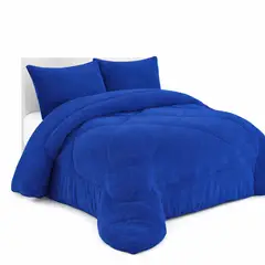 GENERICO - Cobertor con Chiporro para Invierno 2 plazas Azul Liso