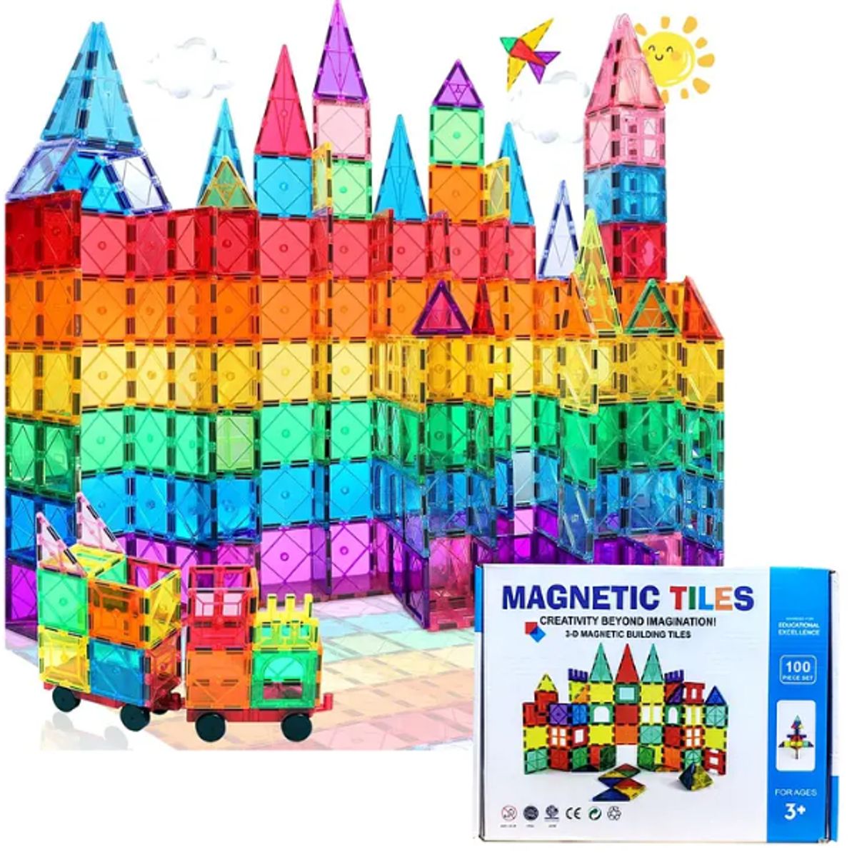 GENERICO - Bloques Magneticos 3D Niños Construccion Educativa 100 Pzs