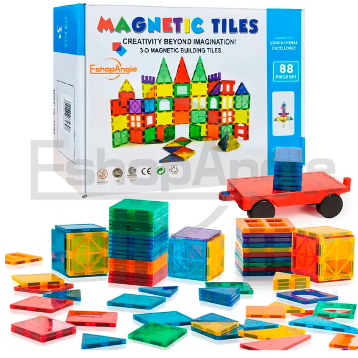 GENERICO - Bloques Magneticos 3D Educativos 88 Piezas Niños Construccion