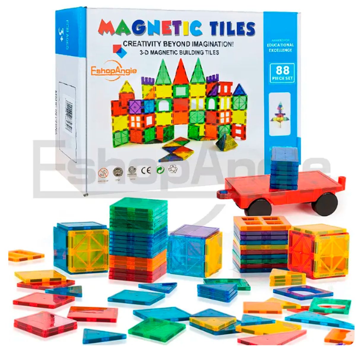 GENERICO - Bloques Magneticos 3D Educativos 88 Piezas Niños Construccion