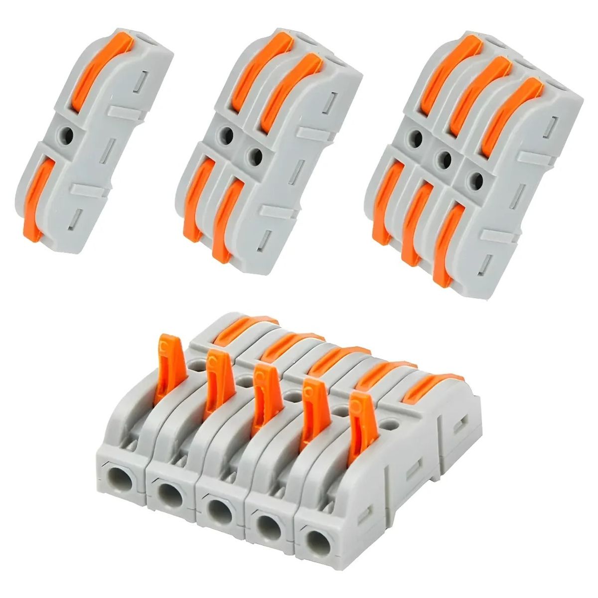 GENERICO - Set 100 Conectores De Cable Rapido Tipo Wago 1-1 Entrada Gris