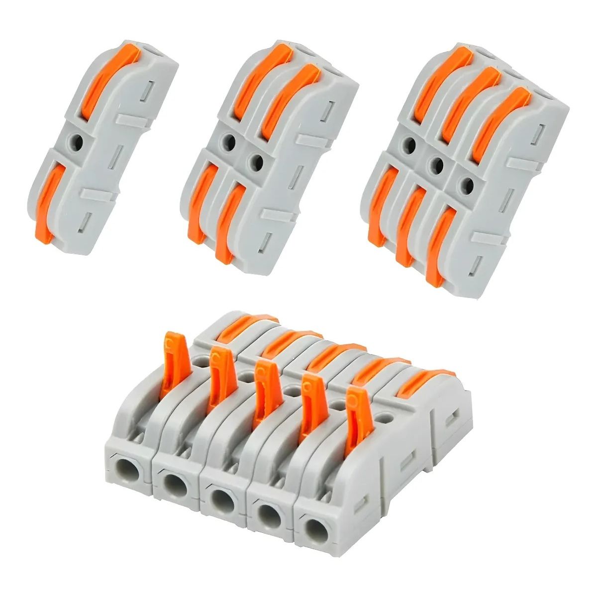 GENERICO - Set 100 Conectores De Cable Rapido Tipo Wago 1-1 Entrada Gris
