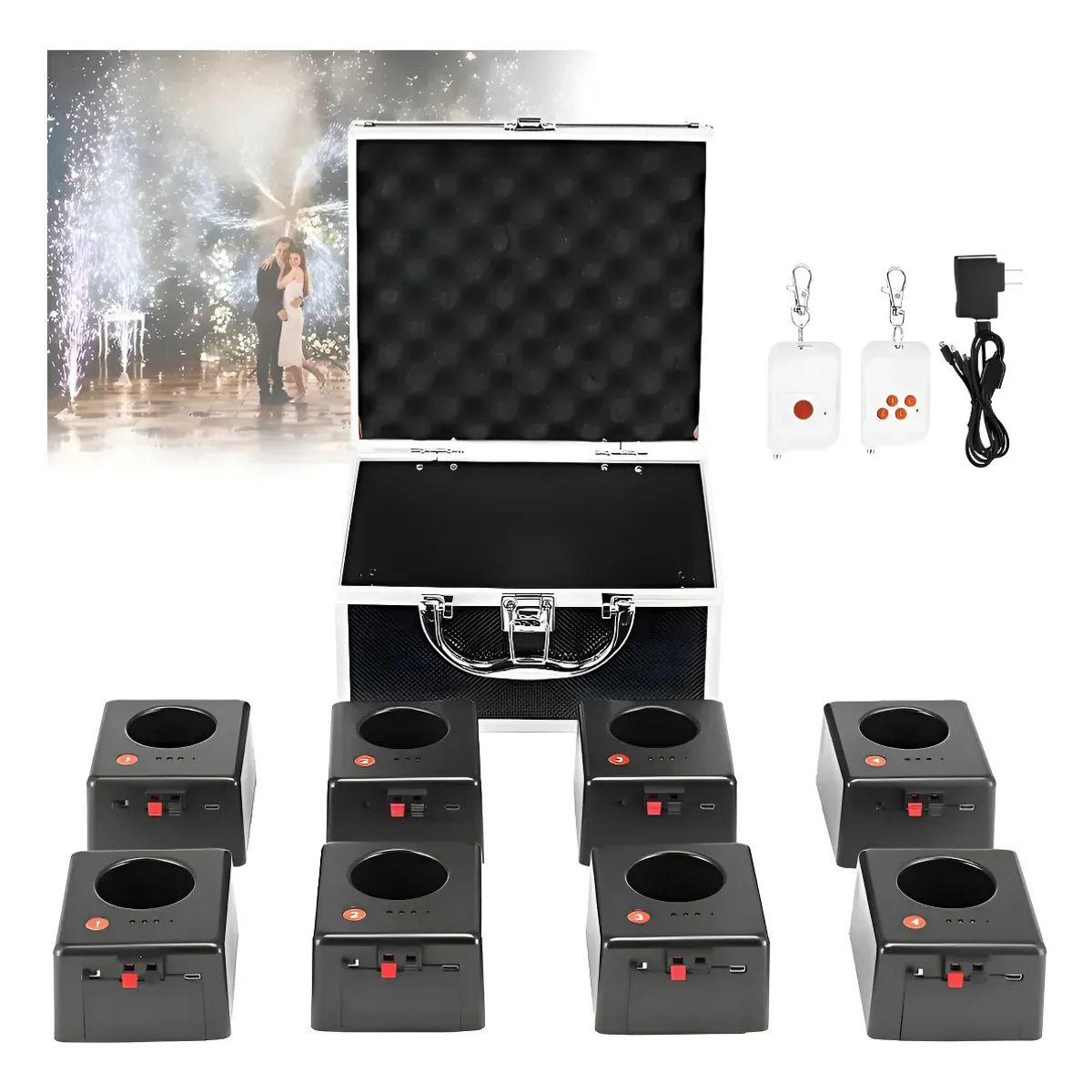 METEX - Detonadores Pirotecnia 8pzs Fría Chispero Inalamb Recargable