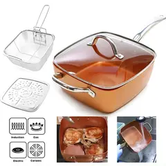 GENERICO - OLLA Y SARTEN 2 EN 1 DE COBRE MULTIUSO