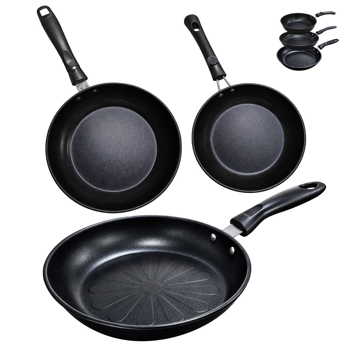 SUPERCENTER - Sarten Work Antiadherente Sartén induccion acero inoxidable 3 Piezas 20/24/26cm