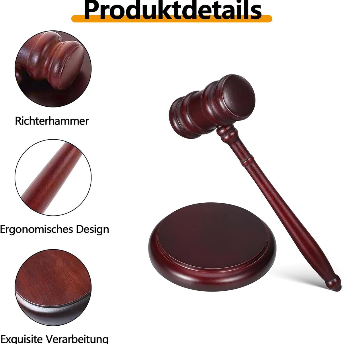 KUANGYE - Martillo De Juez De Madera Para Abogado Martillero Arbitro