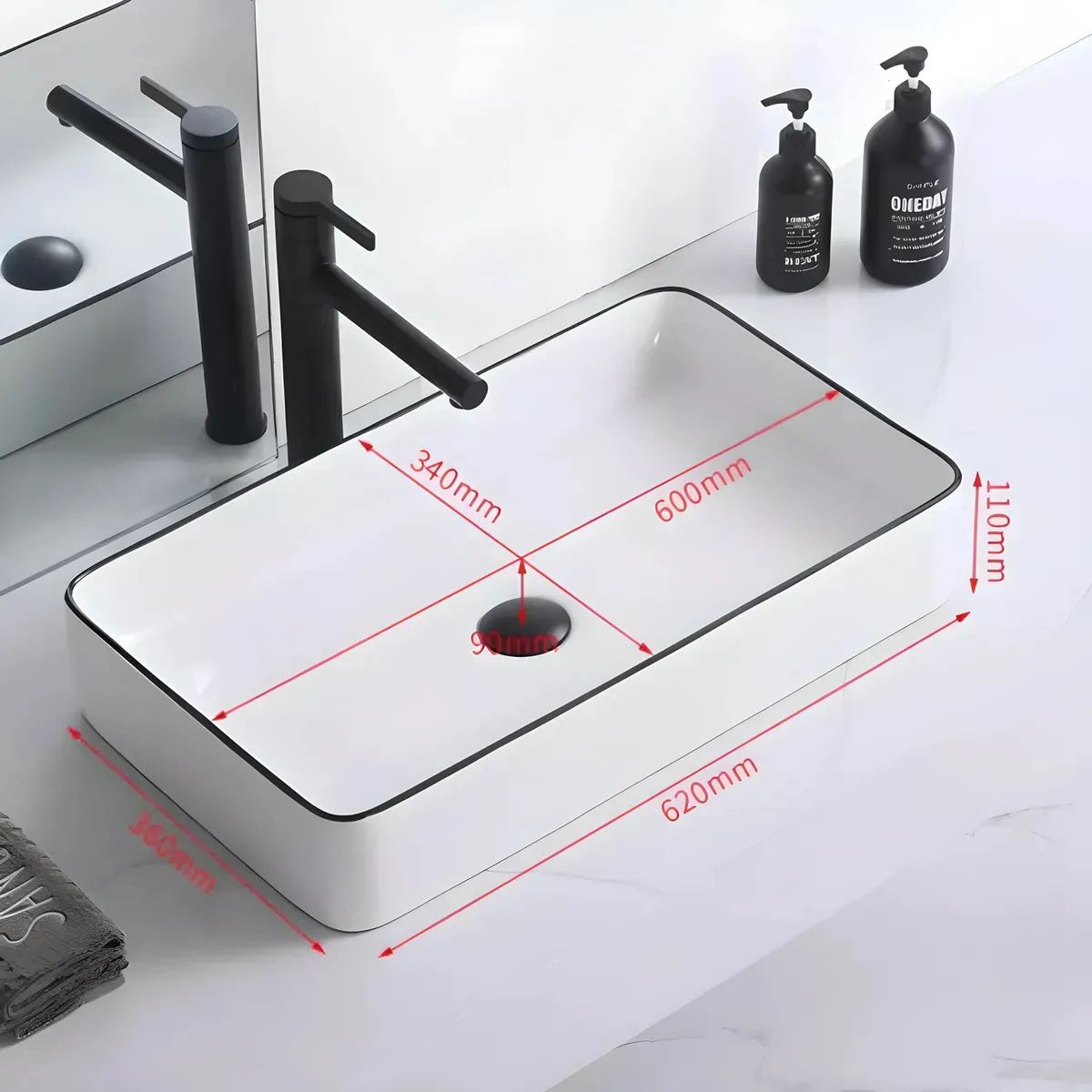 ANYHOGAR - Lavabo Para Baño Cerámico Rectangular