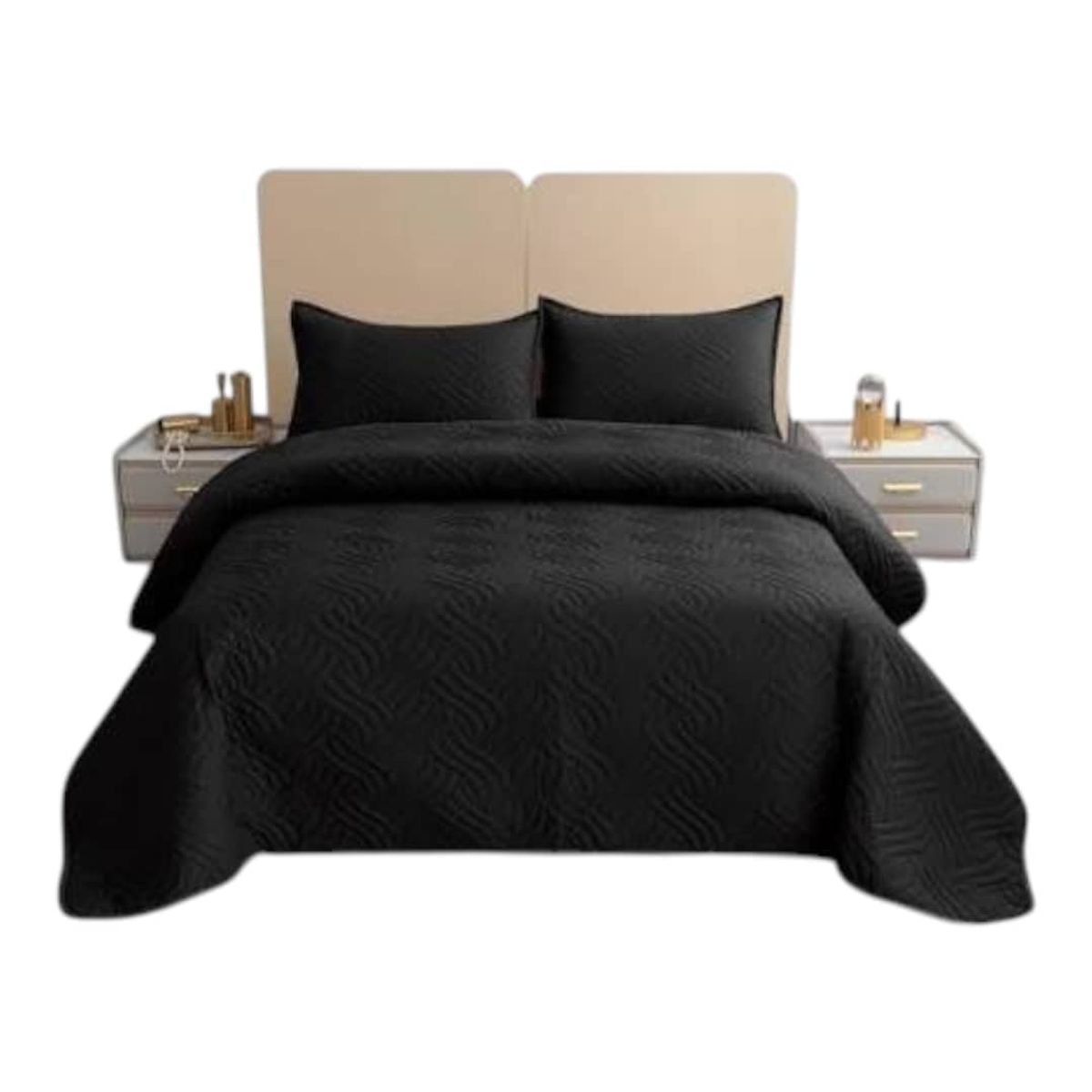 GENERICO - Cobertor Quilt De Verano King  Color Negro