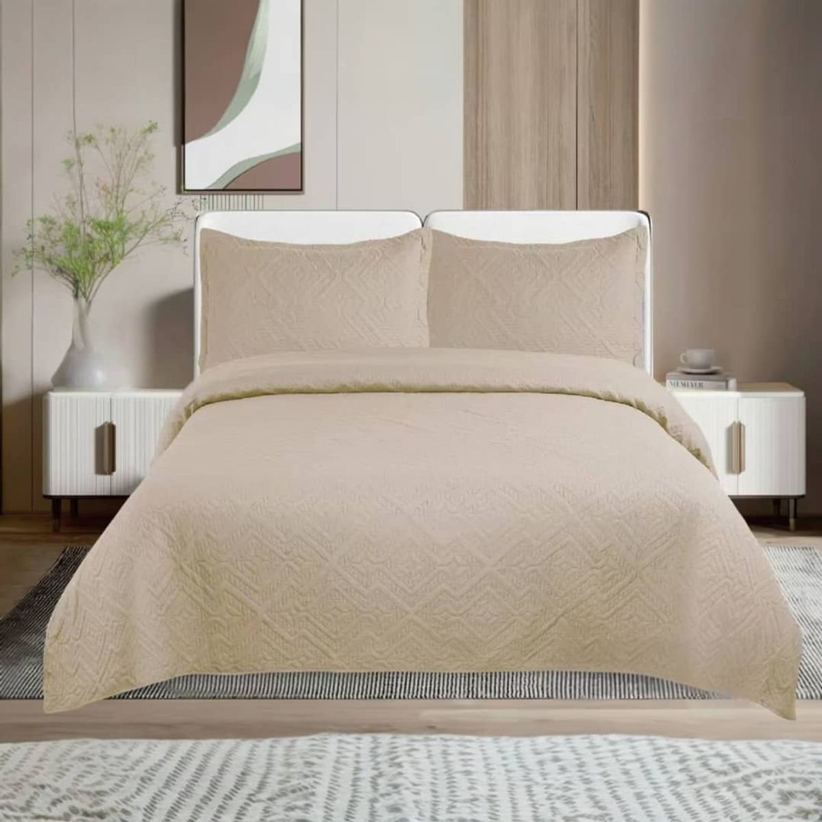 GENERICO - Cobertor Quilt De Verano King  Color Beige_.