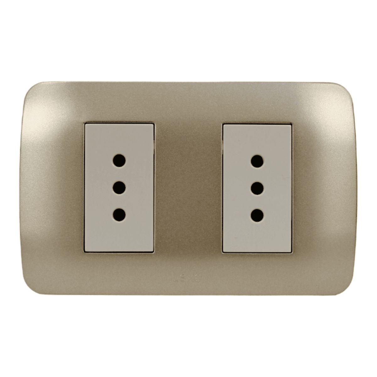 LEXO - ENCHUFE DOBLE 10A 250V MOD BEIGE PLACA TITANIO - LEXO