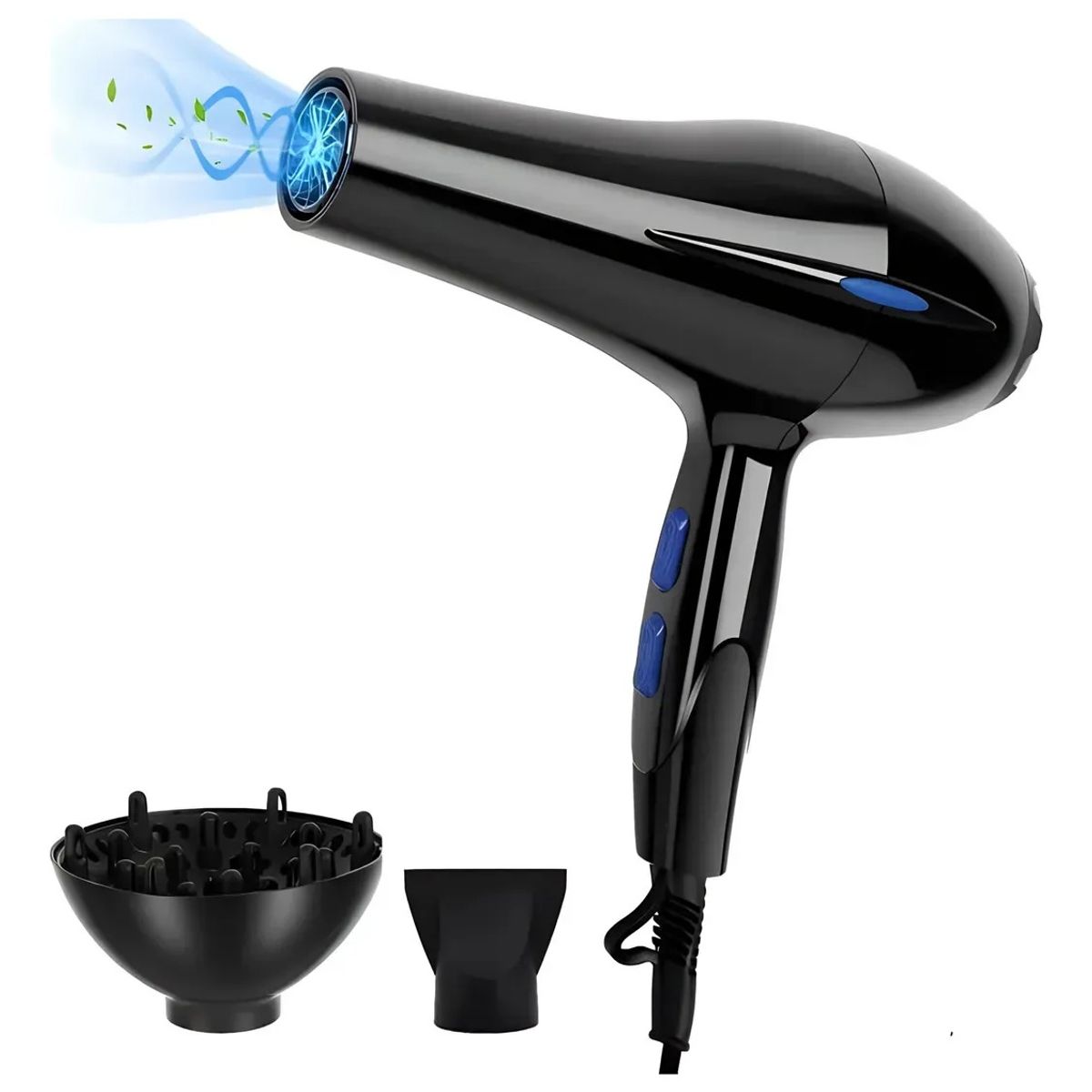 IRM - Secador De Cabello Profesional 4 Velocidades Voluminizador Negro