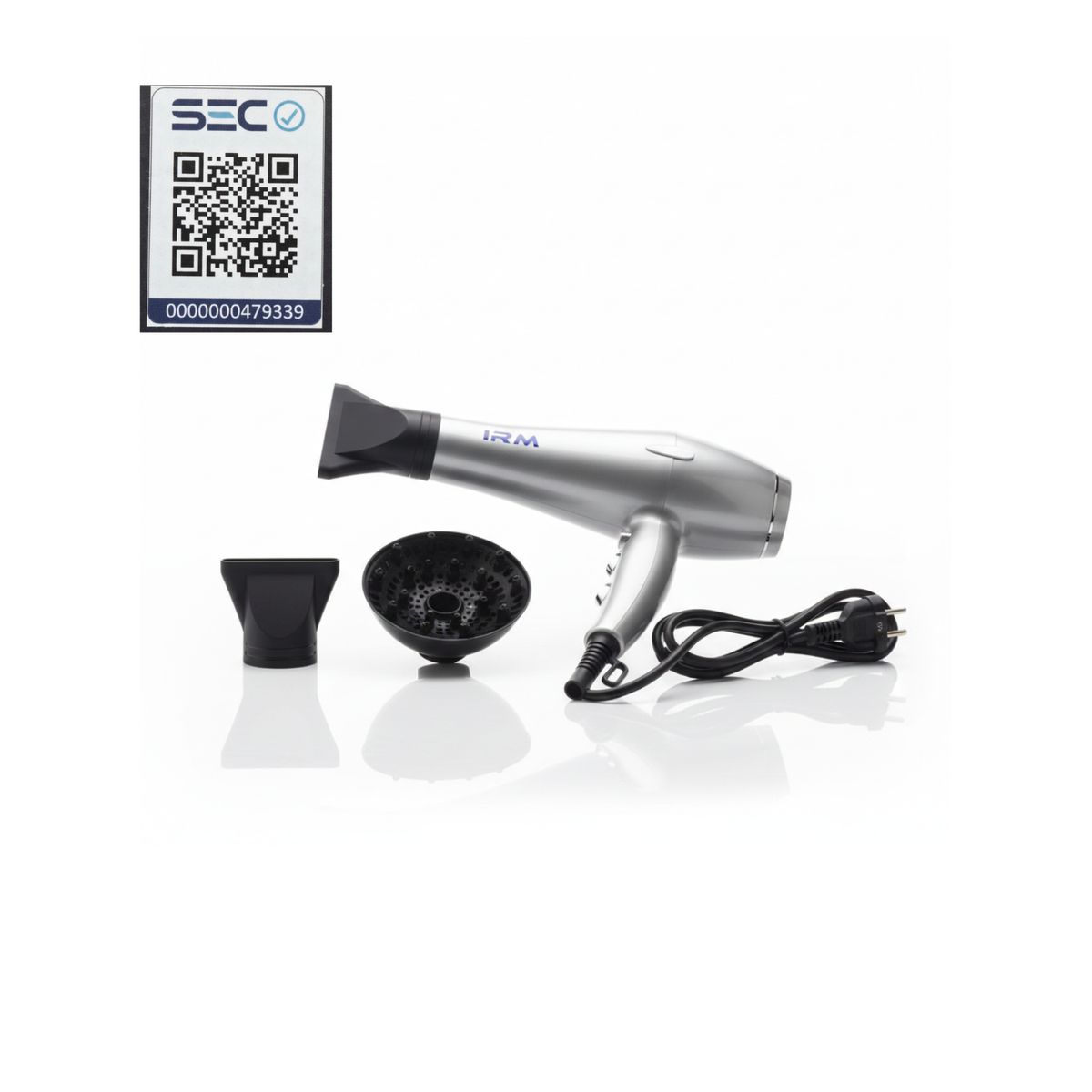 IRM - Secador De Pelo Profesional Irm 5000w  Potencia Y Estilo Plateado