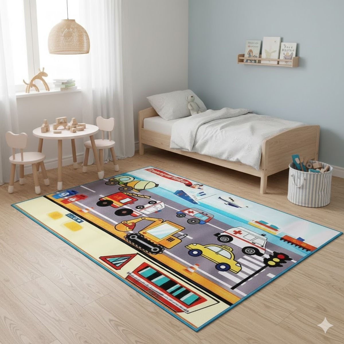 GENERICO - ALFOMBRA INFANTIL DE NIÑO DISEÑO DECORATIVO TRANSPOTATION 120X180 CM  WYM