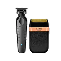 KEMEI - Combo Patillera Trimmer 2299 + Shever 2024 Color Negro