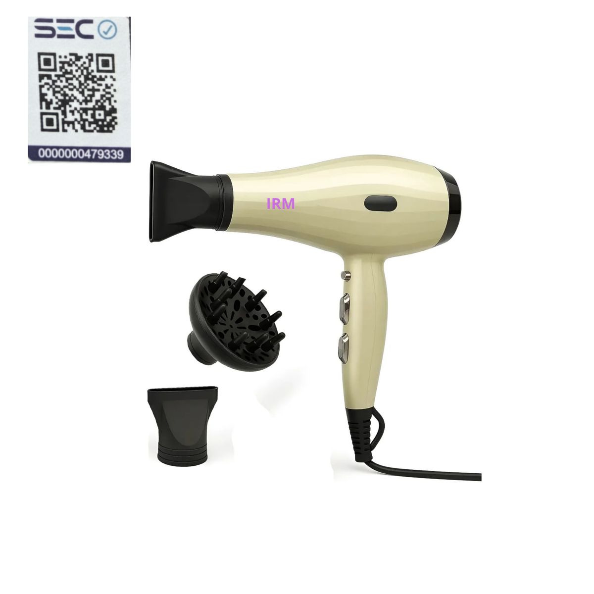 IRM - Secador De Pelo Profesional De 5000w  Alta Potencia Color Beige