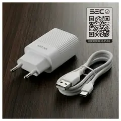 IRM - Cargador Rapido Doble Puerto USB con Cable USB C Certificado SEC