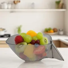 CHINA - Cesta Con Drenaje Multifuncional Escurridor Lavador De Fruta - Gris