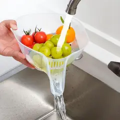 CHINA - Cesta Con Drenaje Multifuncional Escurridor Lavador De Fruta - Blanco
