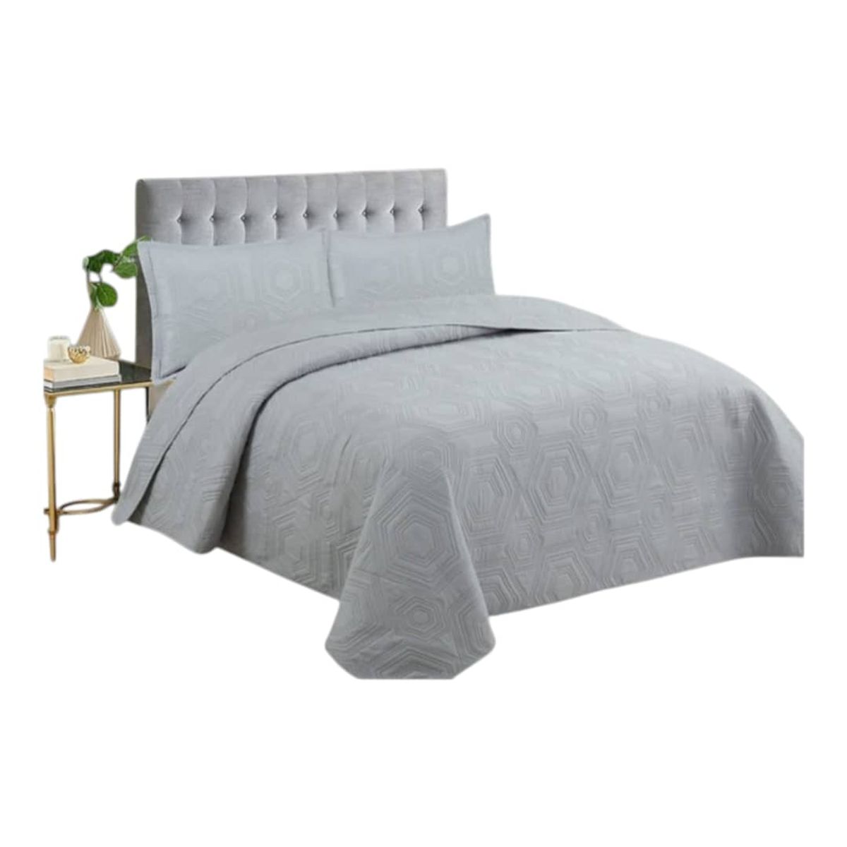 GENERICO - Cobertor Quilt De Verano King  Color Gris