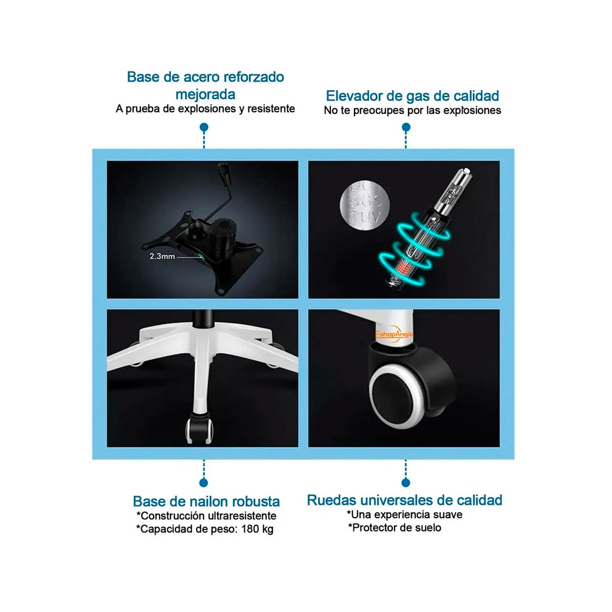 ESHOPANGIE - Silla De Oficina Ergonomica Tela Malla Con Reposacabeza