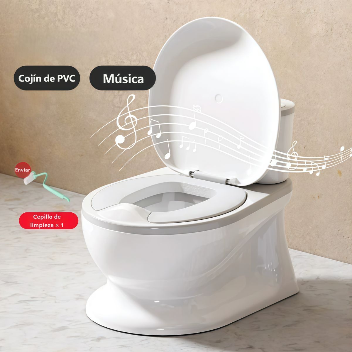 GENERICO - Bacinica Bañito Entrenador Niños Baño Asiento Acojinado  606 Gris
