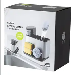 GENERICO - Dispensador De Lavalozas Jabón Y Porta Esponja Organizador Negro