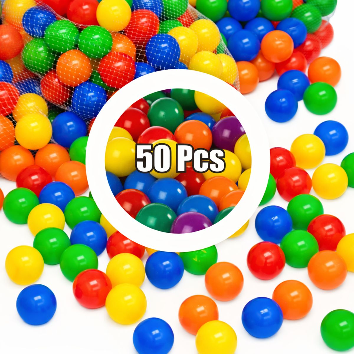 GENERICO - Pack 50 Pelotas Plásticas Para Piscina 8cm Mix Colores